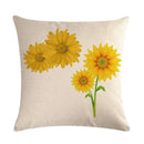Axyaa Sunflower Pattern Linen Throw Pillow - 45*45cm