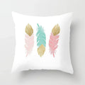 Axyaa White Feather Pillowcase Blue Polyester Cushion Cover for Home Decor