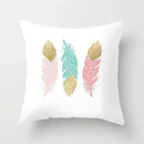 Axyaa White Feather Pillowcase Blue Polyester Cushion Cover for Home Decor