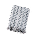 Axyaa Khaki Wave Jacquard Knit Throw Blanket: Soft, Cozy Acrylic with Tassels