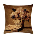 Axyaa Floral Pattern Linen Cushion Cover for Home Sofa, 45x45cm Square Pillowcase