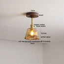 Axyaa Amber Glass LED Ceiling Light Fixture with Wood Canopy - Modern Home Lighting
