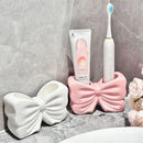 Charming Bowknot Ceramic Toothbrush Holder by Axyaa - Bathroom Storage Rack