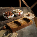 Axyaa Ceramic Fruit Bowl Double Grid Plate Living Room Snacks Refreshments