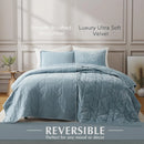 Axyaa King Size Velvet Quilt Set - Reversible Lightweight Comforter & Coverlet
