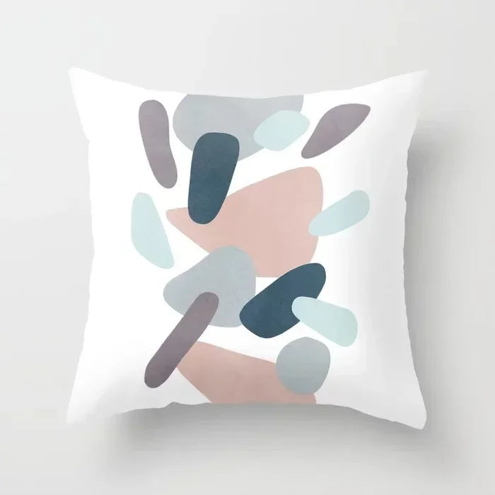 Nordic Pink Yellow Geometry Cushion Cover Abstract Art Pillowcase - Axyaa