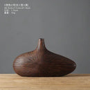 Axyaa Striped Resin Vase Imitation Wood Finish - Desktop Decoration & Crafts