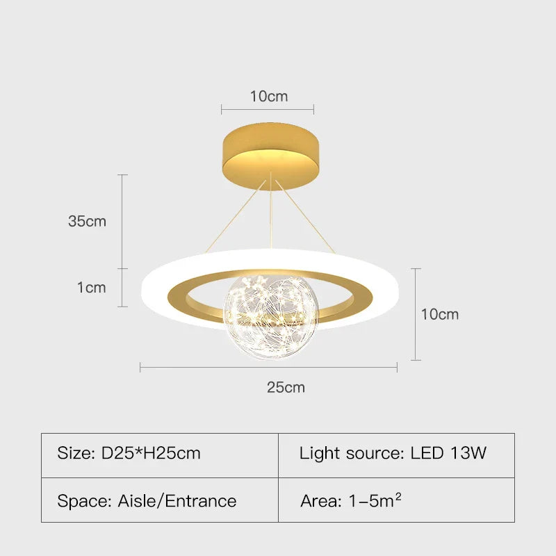 Axyaa Starry Sky Projection LED Chandelier in Black/Gold - Hanging Pendant Lights for Home