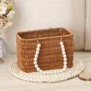 Axyaa Pearl Handle Rattan Basket: Stylish, Versatile, Big Capacity for Flowers, Picnics, Weddings