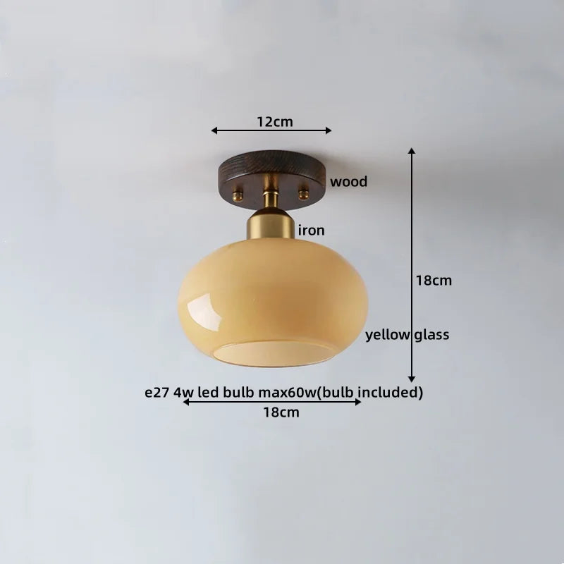 Axyaa Japanese Style LED Ceiling Lamp Iron Glass Modern Ceiling Light Home Decor