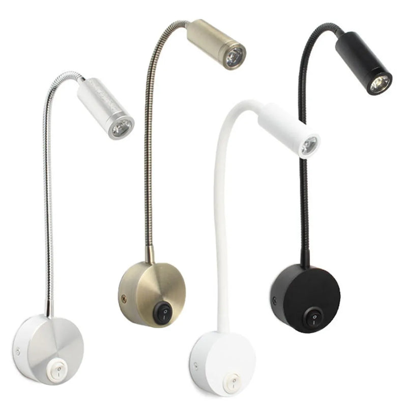 Axyaa 3W LED Wall Sconces Reading Lamp for Bedside Study, Adjustable Gooseneck Spotlight