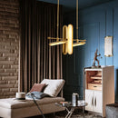 Axyaa Golden Iron Glass Chandelier: Postmodern Art Deco Lighting for Dining Room