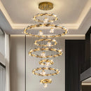 Axyaa Crystal Stair Chandelier LED Ceiling Lamp for Living Room