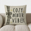 Axyaa Snowman Checkered & Snowflake Pillow Cover for Sofa, Bedroom, Car