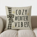 Axyaa Snowman Checkered & Snowflake Pillow Cover for Sofa, Bedroom, Car