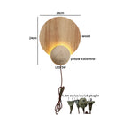 Axyaa LED Pull Chain Wall Light: Yellow Cave Stone Wood Wabi Sabi Design