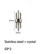 Axyaa Nordic Crystal Wall Lamp - Black Gold Stainless Steel LED Light