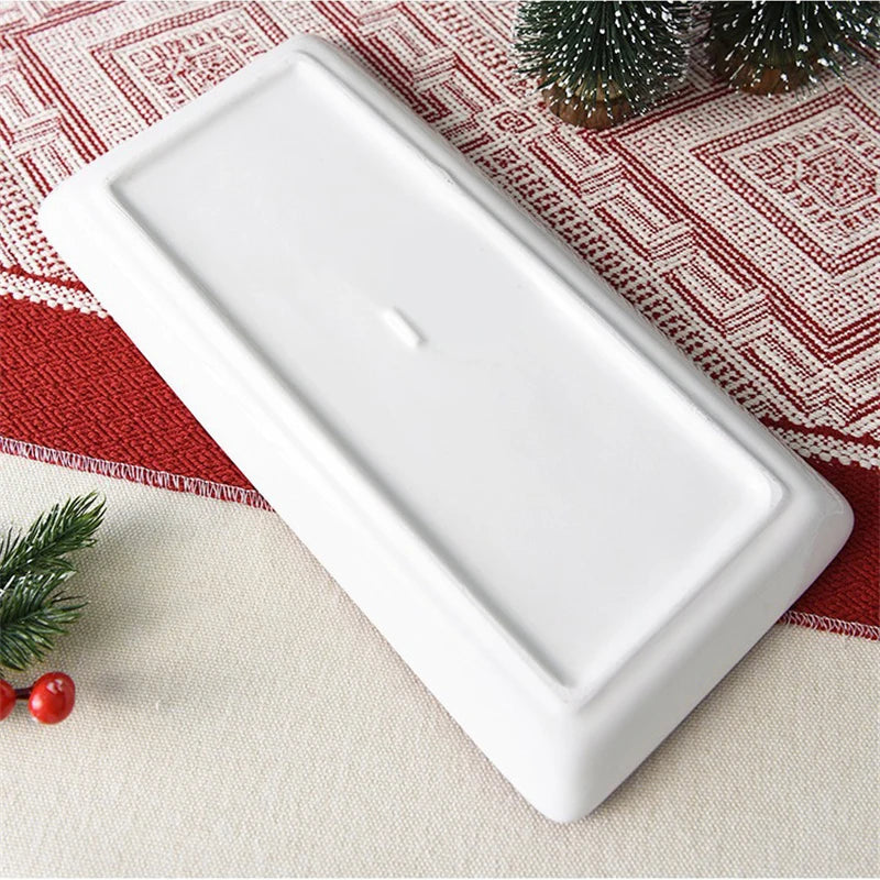 Axyaa Santa Relief Pattern Ceramic Plate for Festive Dining