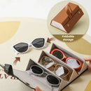 Axyaa Vintage Faux Leather Glasses Organizer with 4/6 Slots - Foldable Eyewear Case