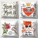 Axyaa Love Crown Mother's Day Pillowcase Set, 4pcs, 17.7"x17.7", Single-Sided