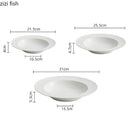 Axyaa White Barley Ceramic Deep Plate with Creative Relief Design