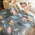 Axyaa Floral Sofa Blanket - Soft Coral Fleece Plaid Blanket for Beds