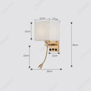Axyaa LED Fabric Wall Light with Rotating Spotlight and USB Charging Port
