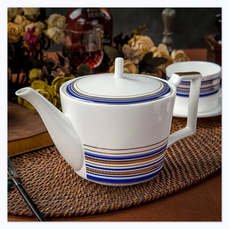 Axya™ European Bone Coffee Set: Coffee Pot, Cups, Saucer, Teapot, Tea Cup.