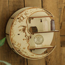 Axyaa Moon Face Wall Shelf: Boho Crystal Holder & Organizer