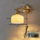 Axyaa Rotatable Ceramic LED Wall Sconce Nordic Walnut Wood Pull Chain Switch Bedside Lamp
