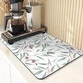Axyaa Leaf Print Coasters & Drying Mat Set for Kitchen Essentials