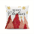 Axyaa Christmas Snowflakes & Pine Trees Cushion Cover for Sofa, Bedroom, Car