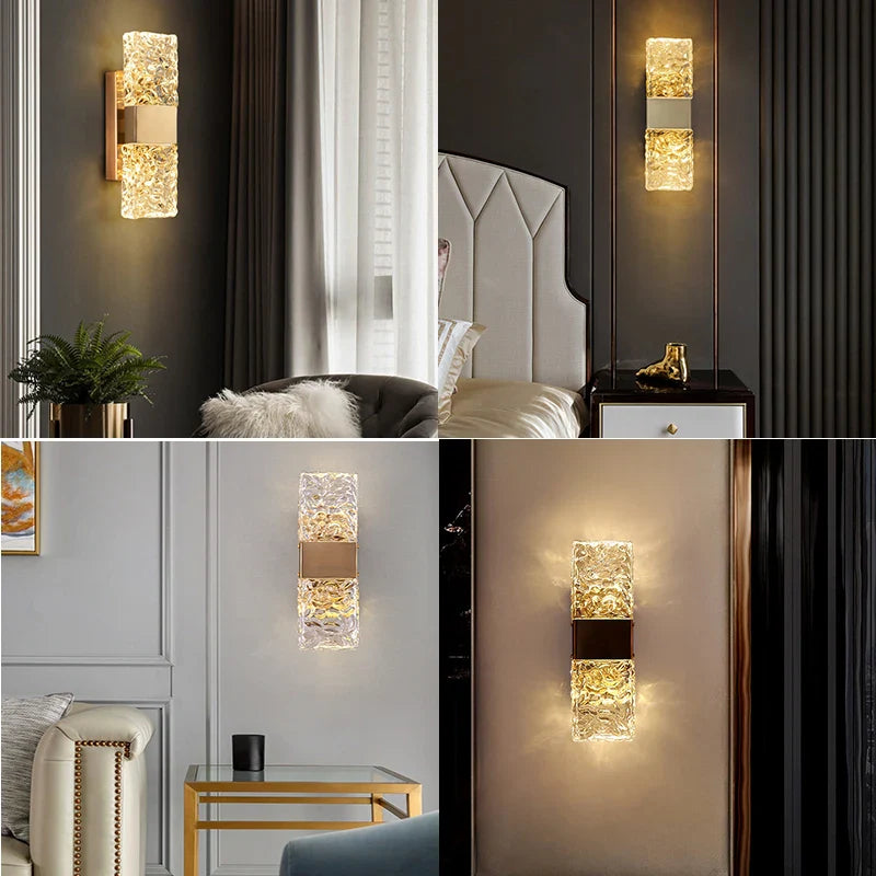 Axya Crystal LED Wall Lamps: Modern Lighting for Living Room, Bedroom, Aisle — Home Decor Luxe