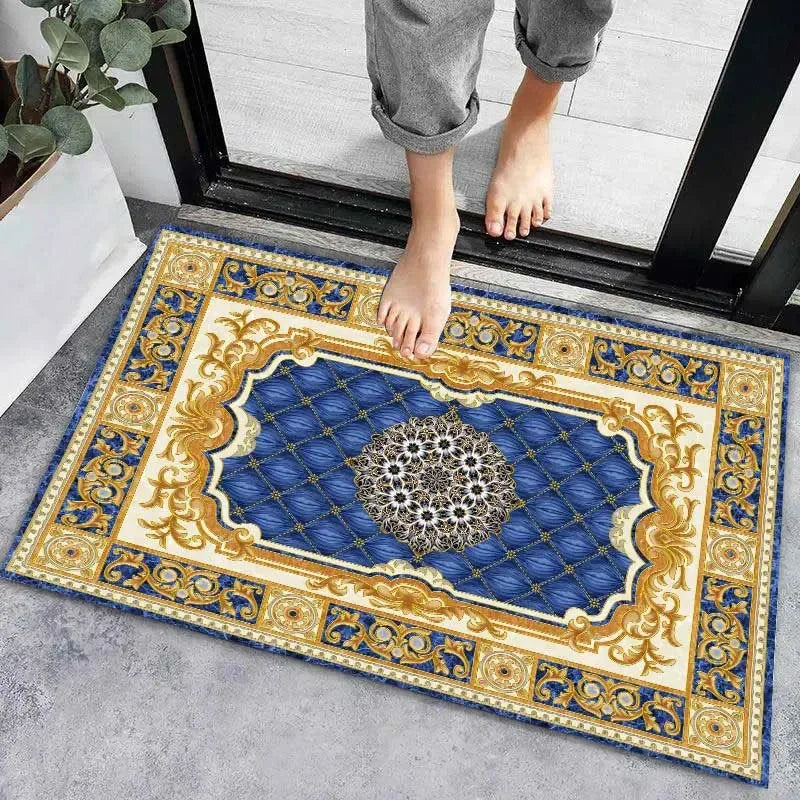 Axyaa Geometric Print Non-Slip Kitchen Rug: Bohemian Ethnic Style, Modern Design