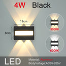 Axyaa Black LED Wall Light - Modern Indoor Outdoor Waterproof Sconce