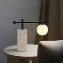 Axyaa Yellow Travertine Desk Lamp: Modern LED Table Light for Living Room.