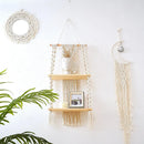 Axyaa Macrame Wall Hanging Shelf Boho Home Decor Wood Decoration Bedroom Living Room