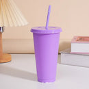 Axyaa 710ml 24oz Reusable Plastic Cold Cup with Lid and Straw