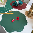Axyaa Green Flower Placemats Set - Faux Leather Table Mats for Indoor & Outdoor Decor