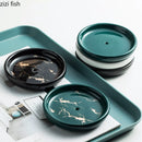 Axya Marbled Ceramic Soap Dish with Drain Holes for Bathroom Storage