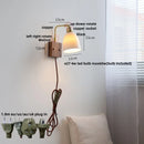 Axyaa Glass Ceramic LED Wall Lamp Sconce Rotatable Walnut Wood Mirror Light