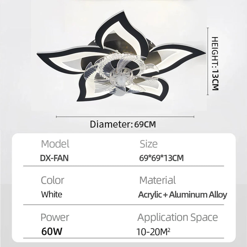 Axyaa Smart Home Ceiling Fan with Remote Control LED Chandelier for Bedroom Living Room