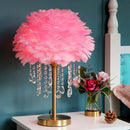 Nordic Feather Crystal Table Lamp by Axyaa - Luxury Bedroom Decor