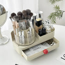 Axyaa Rotating Makeup Organizer with Drawer, Large Capacity Cosmetic Display Case.