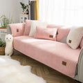 Axyaa Plush Lamb Wool Sofa Cover: Soft, Warm, Non-Slip Slipcover for Modern Living Room