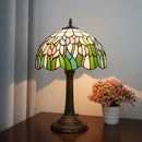 Axyaa Pink Tulip Stained Glass Table Lamp - Colorful 12-Inch Christmas Decor Lighting