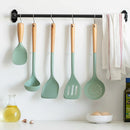Axyaa Silicone Utensils Set with Wooden Handle, Non-stick Spatula Cookware Kit