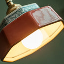Axyaa Ceramic Copper Pendant Lamp Vintage LED Freehand Painting Pendant Light