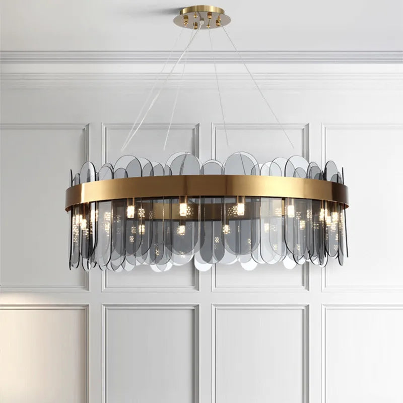 Axyaa Nordic Smoke Grey Glass Chandelier Pendant Light for Living Room, Bedroom, Hotel, Restaurant, Bar