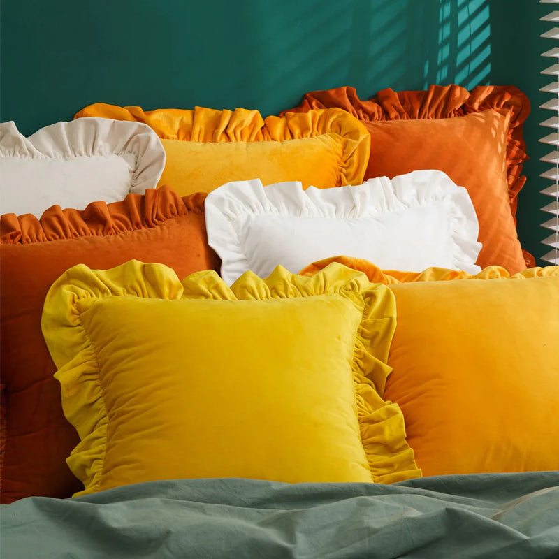 Axyaa Velvet Ruffle Cushion Cover for Home Decor 30x50/45/50cm